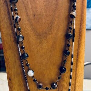 Chic Black and Brown Beaded Necklace